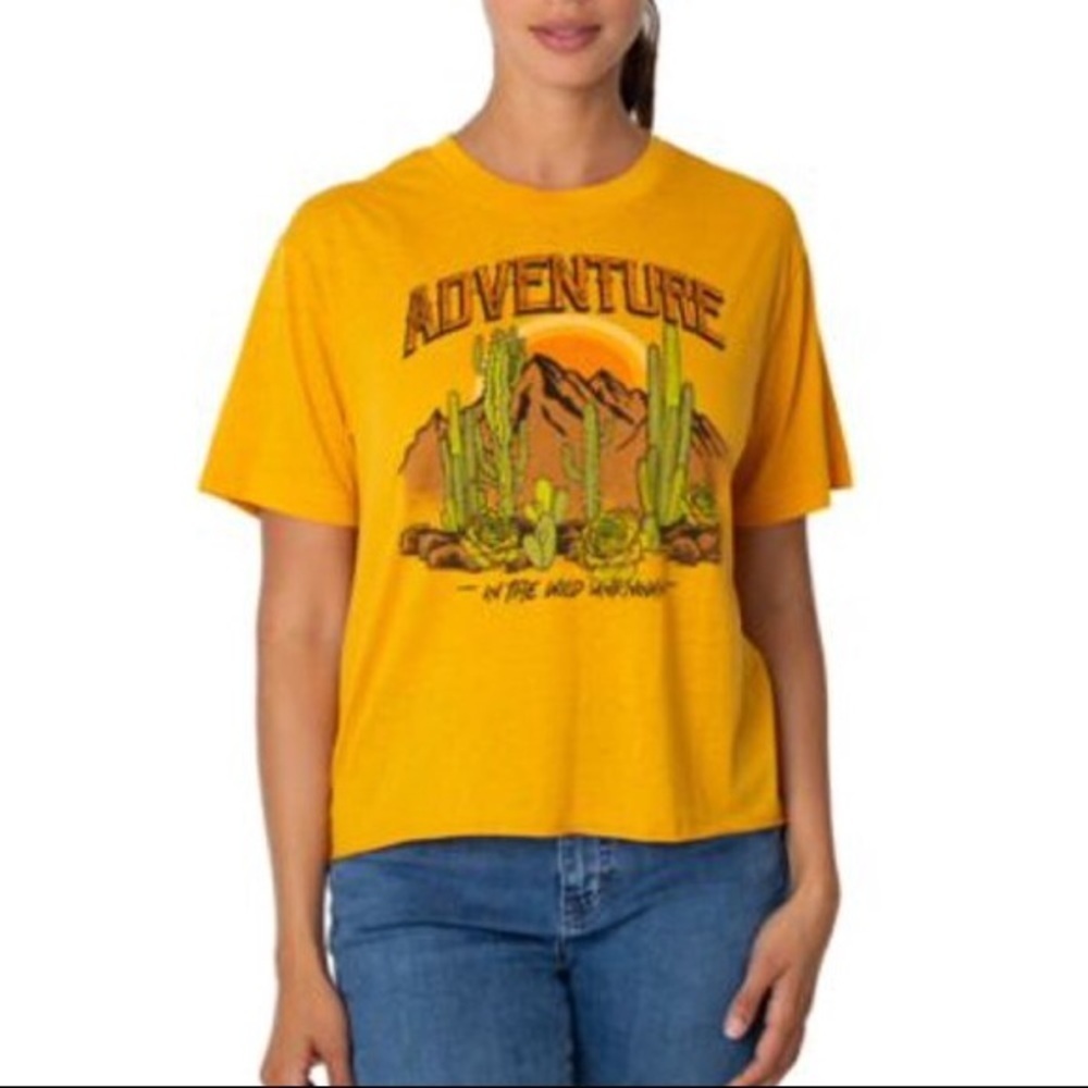 Rebellious One Adventure Cactus Graphic Tee Yellow